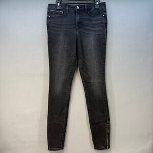 Athleta Jeans Women's 8 Tall Black Skinny Ankle Zip High Rise Preppy Athleisure